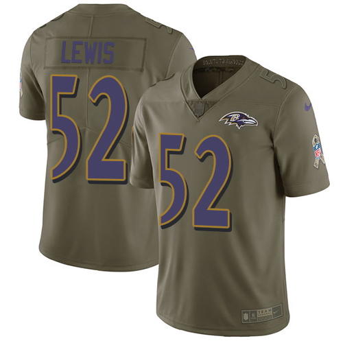 Nike Ravens #52 Ray Lewis Olive Men's Stitched NFL Limited Salute To Service Jersey - Click Image to Close